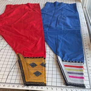 Vintage Omani Trousers Salwar/Harem Pants Unworn 2000 Red Blue Handwoven Cuffs